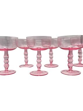 Pink Stemmed Coupe Glasses - Set of 6